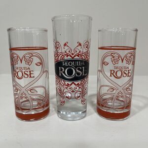 3 LOT TEQUILA ROSE Limited Edition Pink Strawberry Cream Shot Glass Ornate NICE